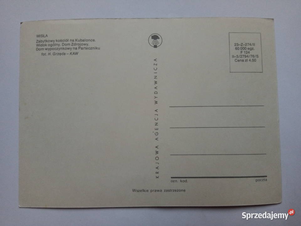 Pocztówka Wisła 1976r NOWA Dąbrowa Górnicza