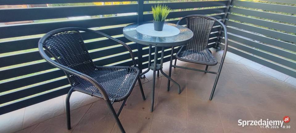 Komplet ogrodowy 2 krzesła stolik szklany ratan śląskie Siewierz
