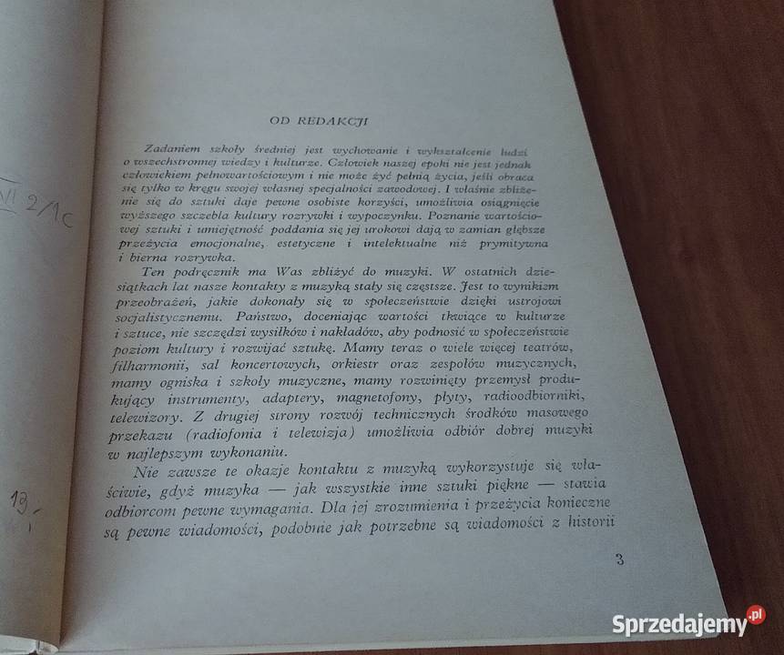 Wychowanie muzyczne podręcznik klasy I 1 liceum Rok wydania 1976 Podręczniki Gdańsk sprzedam