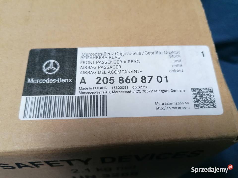 Mercedes X204 w204 Poduszka Pasażera Airbag Września