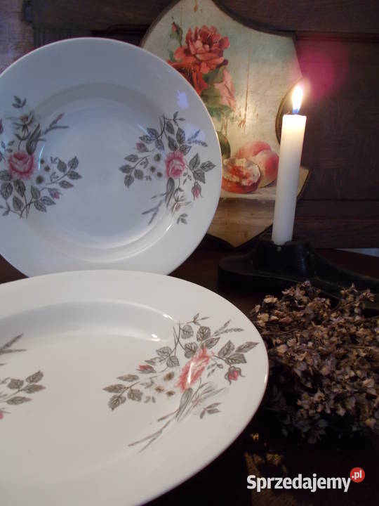 Porcelana Włocławek Zestaw2 Różane Talerze 1967