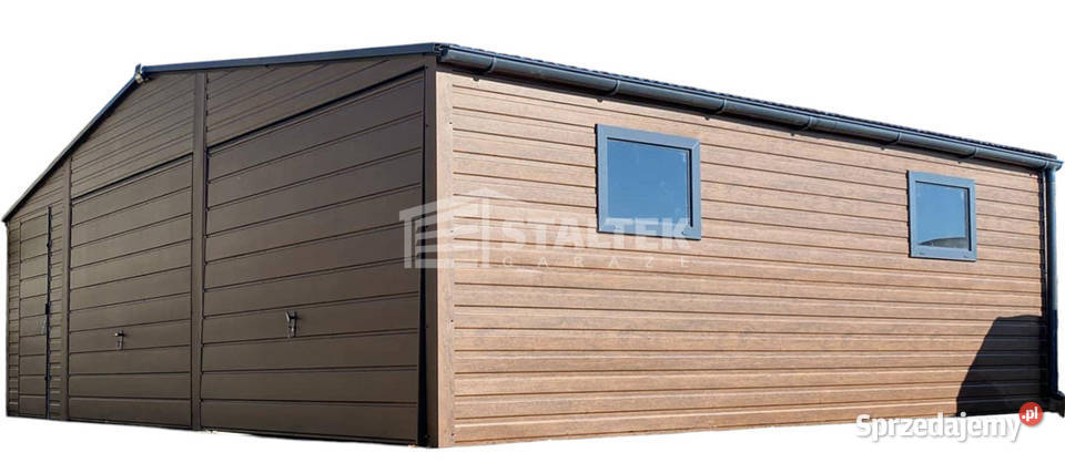 Garaż blaszany 8x6m 2x Brama drzwi 2x okno dach