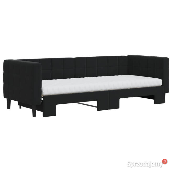 Sofa rozsuwana z materacami czarna aksamit