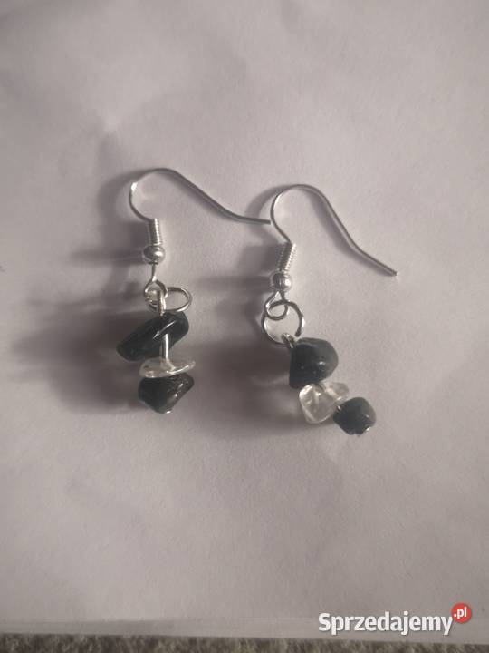 Wiszące kolczyki z jadelitu i selenitu Namysłów