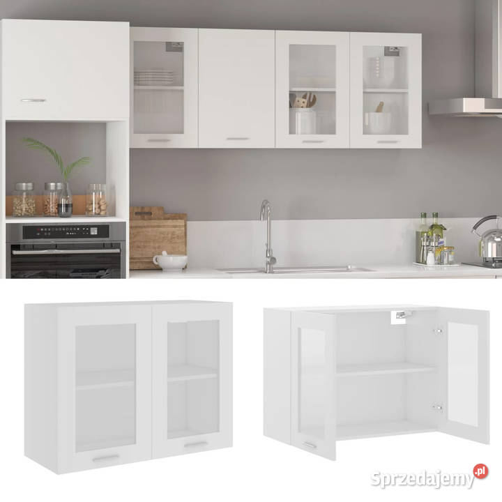 Szafka wisząca z szybą biała 80x31x60 WM802529 Warszawa