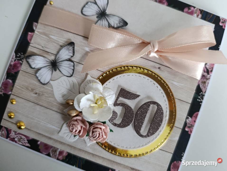 Karttka na urodziny ręcznie robiona z kwiatami Rękodzieło Łódź