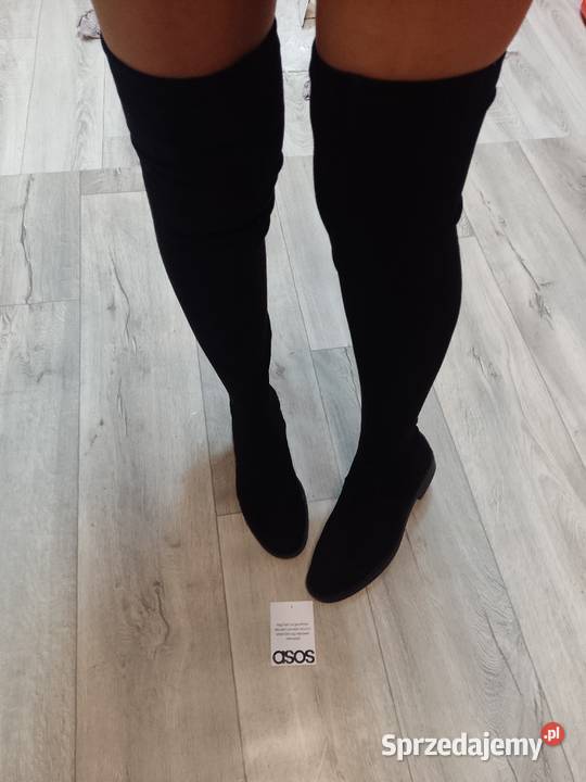 40 ASOS Design Czarne Kozaki kolano muszkieterki Kozaki Kraków