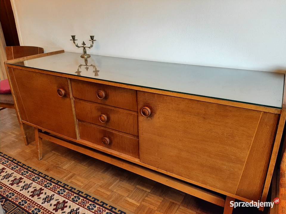 Komoda PRL miodowa 180cm Szafy, regały, półki Warszawa