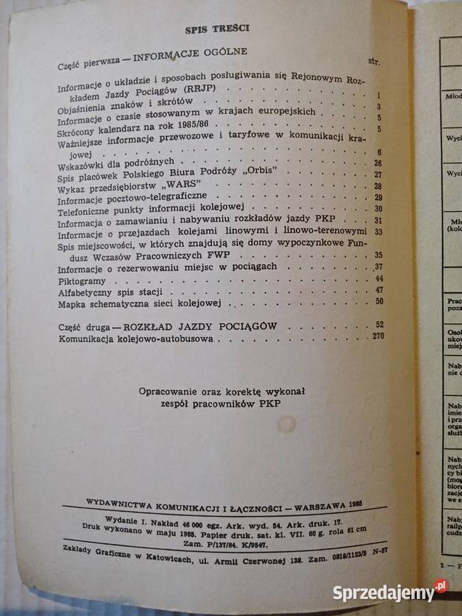 Rejonowy Rozkład Jazdy Pociągów Katowice 1985 Gliwice