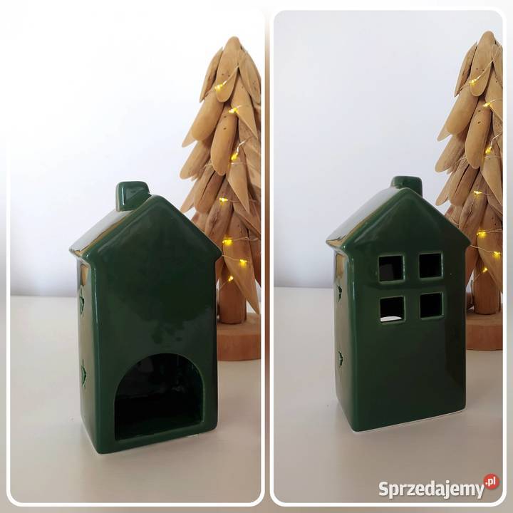 2 Świeczniki Domki ceramiczne świąteczne czerwony Koszalin