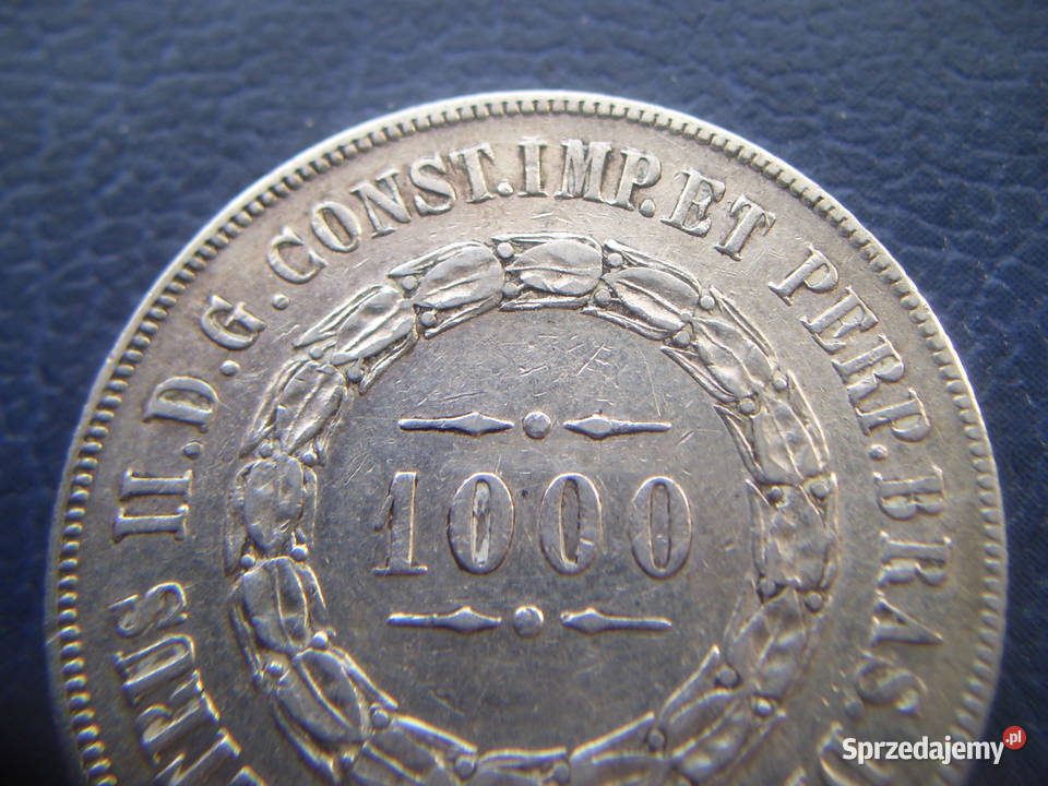 Stare monety 1000 realów 1860 Brazylia srebro
