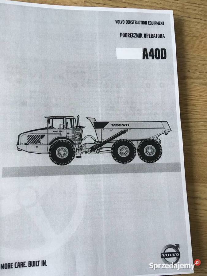 dtr instrukcja obsługi wozidło volvo A40D Rok wydania 2008 Pozostałe Szczecin