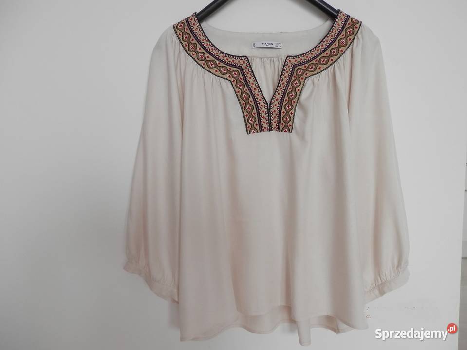 Bluzka Kremowa Obłędny Haft w stylu Etno Boho Mango Łomża