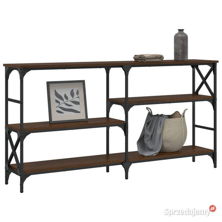 Stolik konsolowy brązowy dąb 150x29x765 WM835473 Warszawa