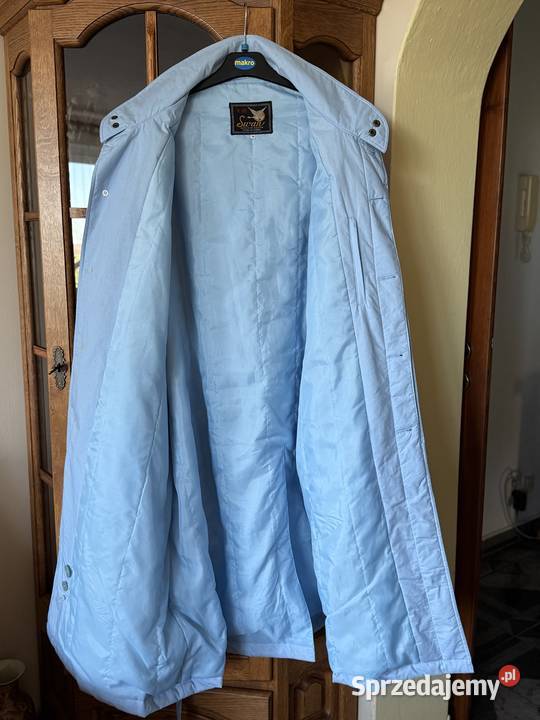 Dlugi plaszcz meski w blekitnym kolorze Lublin