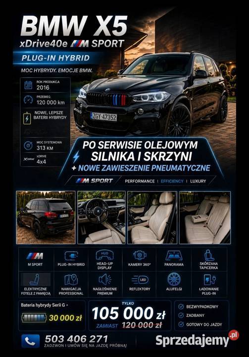 BMW X5 MSPORT F15 HYBRYDA PLUGIN 120 Nowe lepsze łopatki zmiany biegów