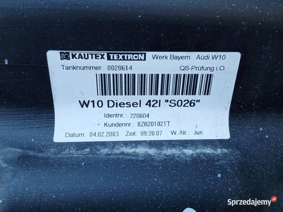 Audi A2 14 TDI AMF ATL Zbiornik paliwa Bak 42L osobowe Dębica