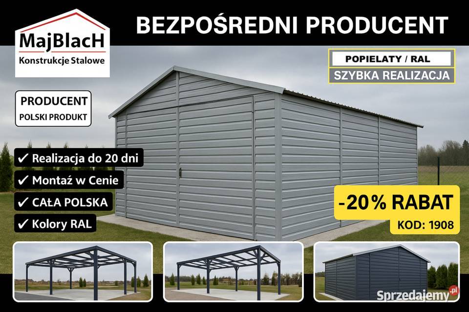 A89Blaszak Ocynk Garaż Blaszany Ocynkowany mazowieckie Mława