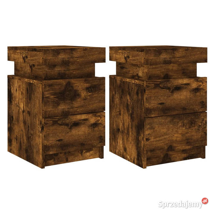 Szafki nocne z LED 2 przydymiony dąb 35x39x55 Warszawa