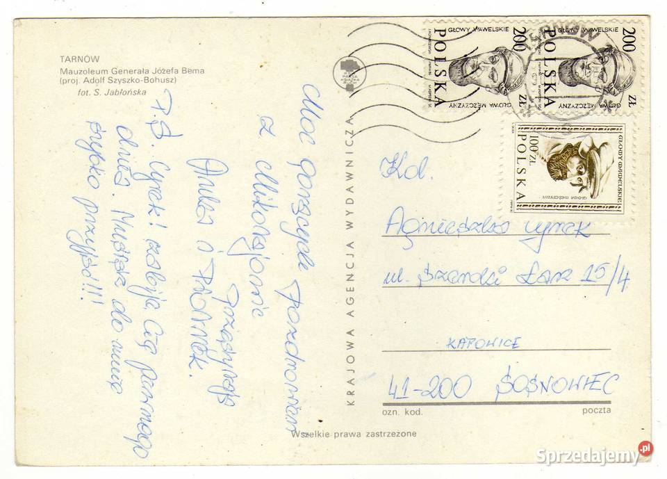 TARNÓW MAUZOLEUM POCZTÓWKA