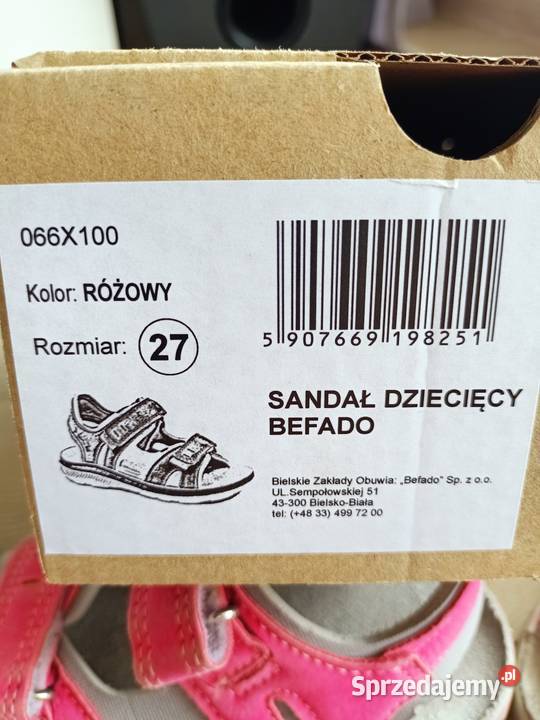 Sandały dziewczęce różowe Befado 27 Rozmiar 27 Dla Dziecka sprzedam
