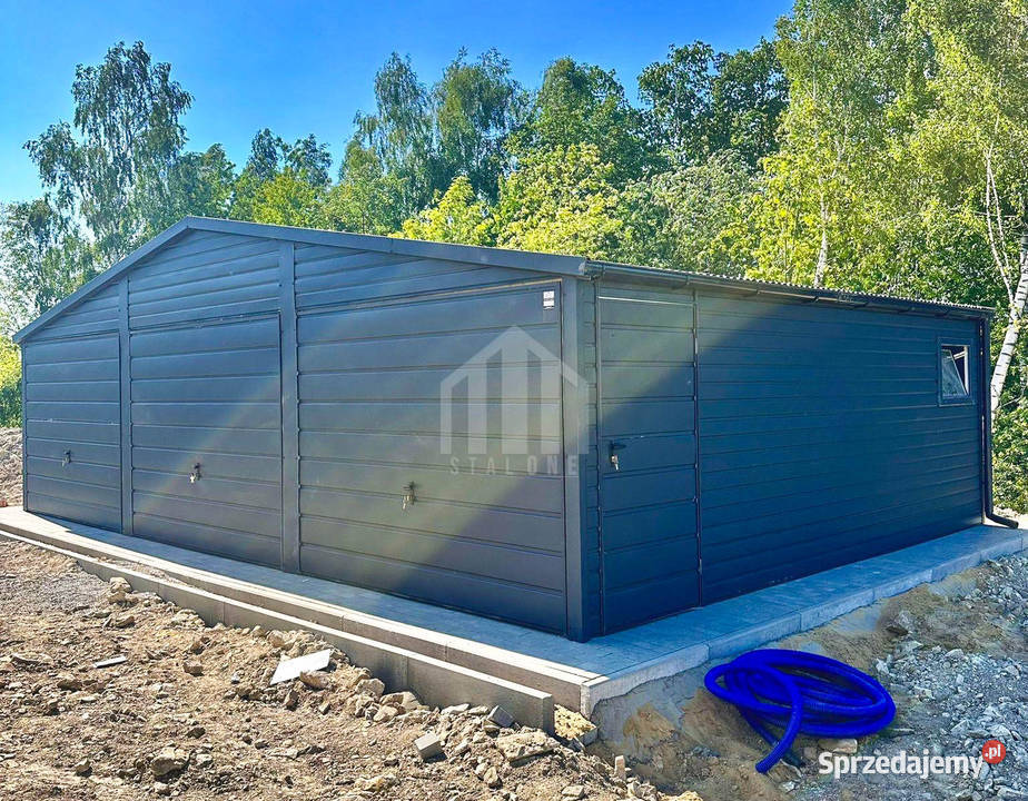 Garaż blaszany 9x5m 3x brama uchylna 2x okno Gdańsk