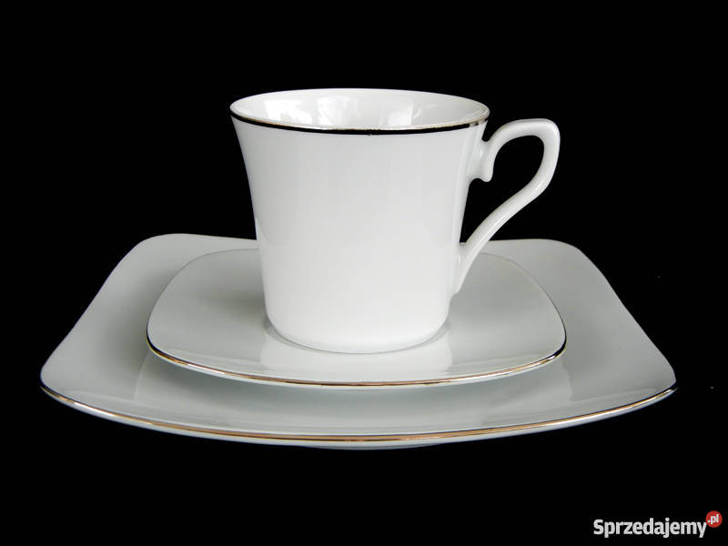 Serwis kawowy Auris Aurora porcelana ecru Polska odcienie żółtego Wałbrzych
