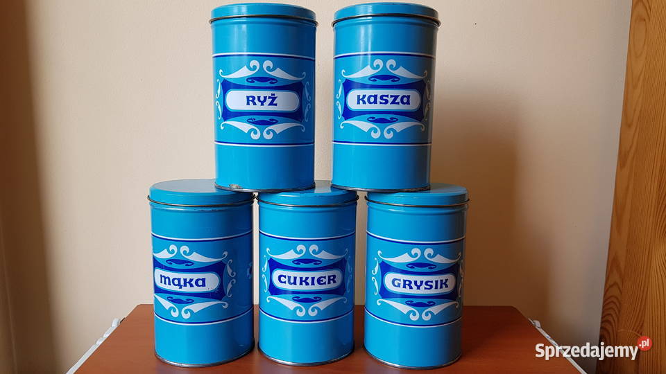 Stare metalowe puszki pojemniki na produkty Dąbrowa Górnicza