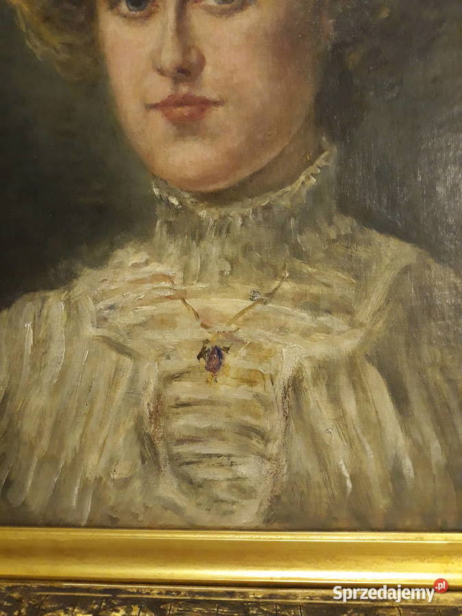 Antyczny Obraz Olejny Portret Kobiety koniec XIX Kraków