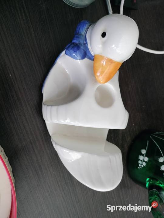 Porcelana szkliwiona kaczka serwetnik Choszczno