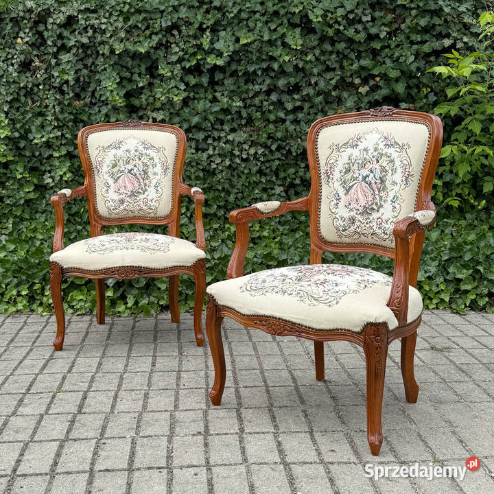 ARTexpert Para pałacowych foteli fotel gobelin Dobrzany