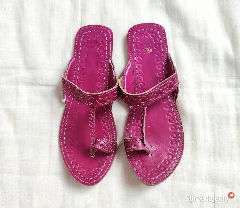 Skórzane japonki kohalpuri 39 fiolet orientalne Szczecin