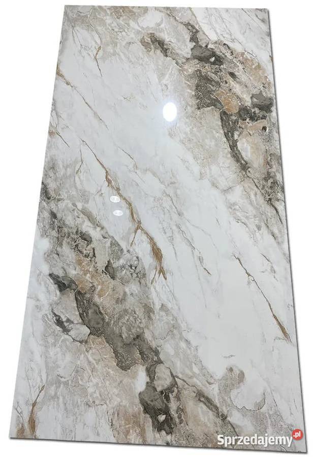 Płyty marmurowe 120x60 WYSOKI POŁYSK złoto ŻYŁKA Ściany i elewacje Łask