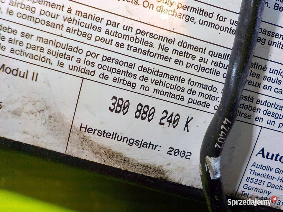 SKODA SUPERB AIRBAG poduszka fotela prawa przod osobowe Części samochodowe Suków sprzedam