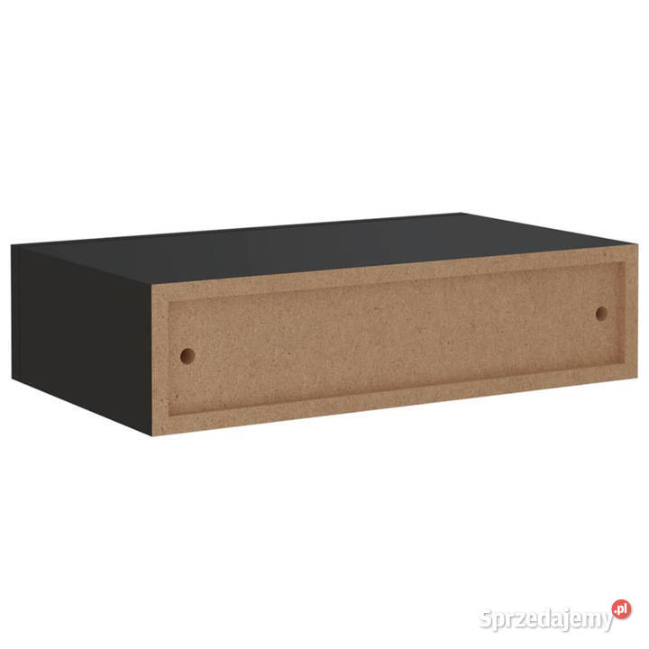 Półka ścienna z szufladą czarna 40 x 235 x 10 Warszawa
