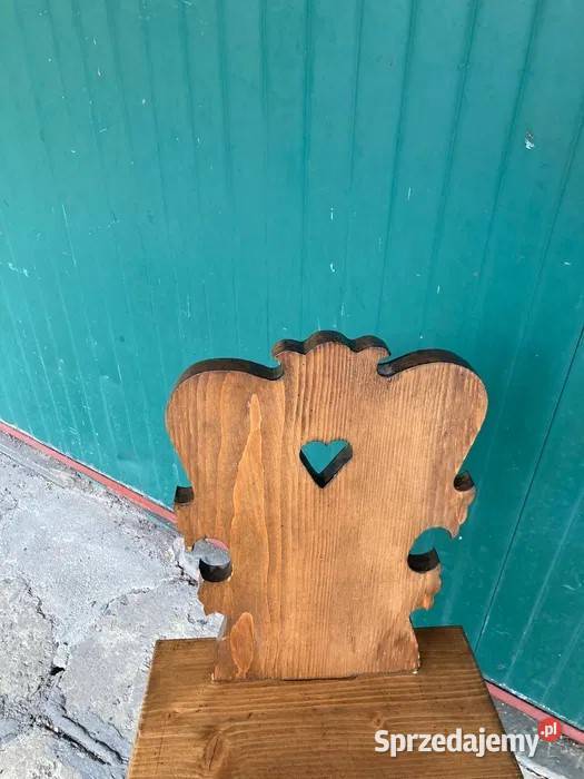 Krzesło drewniane góralskie vintage sztuki Jeleśnia