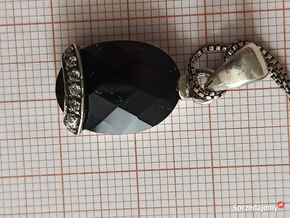 Naszyjnik czarny onyks cyrkonie srebro Białystok