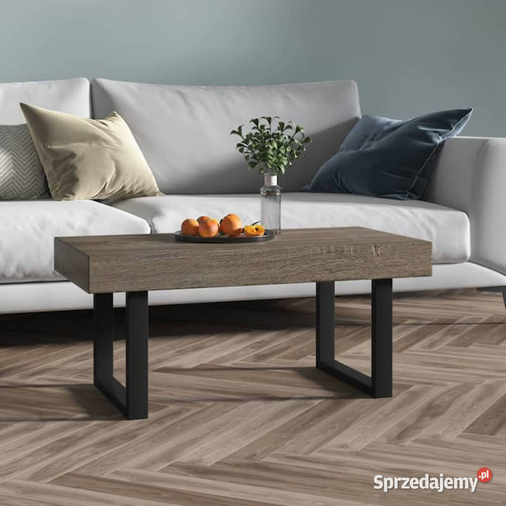 Stolik kawowy szaroczarny 90x45x40 MDF i żelazo