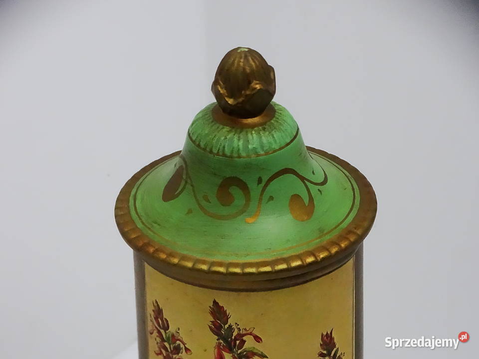 Zabytkowy pojemnik aptekarski z ilustracją lubelskie