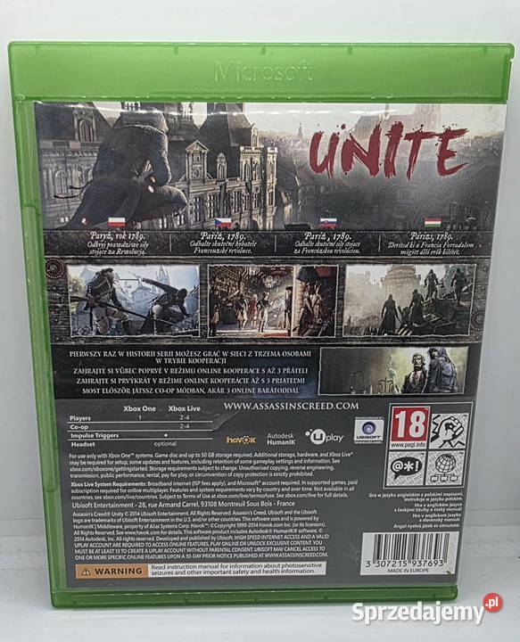 Gra Assasins Creed Unity Xbox One Elbląg