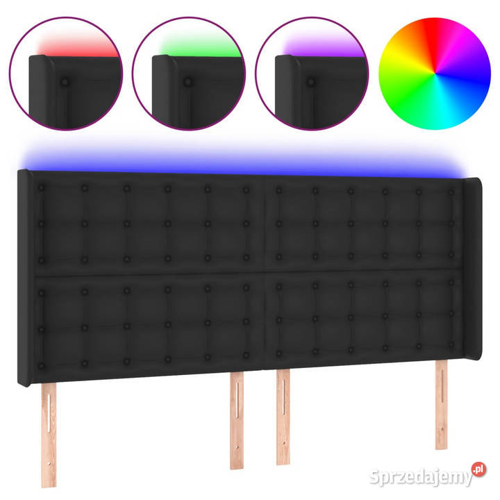 Zagłówek do łóżka z LED czarny 203x16x118128 Warszawa