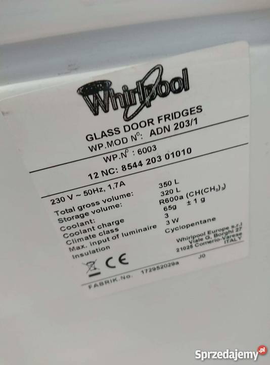 Witryna chłodnicza Whirlpool Warszawa sprzedam