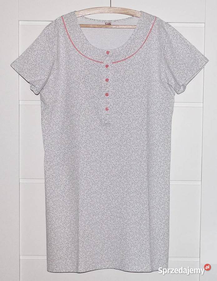 Bawełniana popielata koszula nocna z krótkim Gliwice