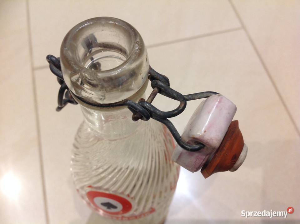 Stara Butelka Szklana z Porcelanką poj 05 L Nowa Sól