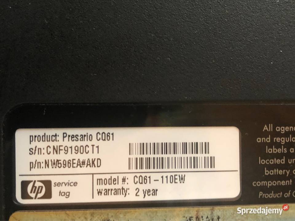 Laptop Compaq Presario cq61 hp Nowy Sącz