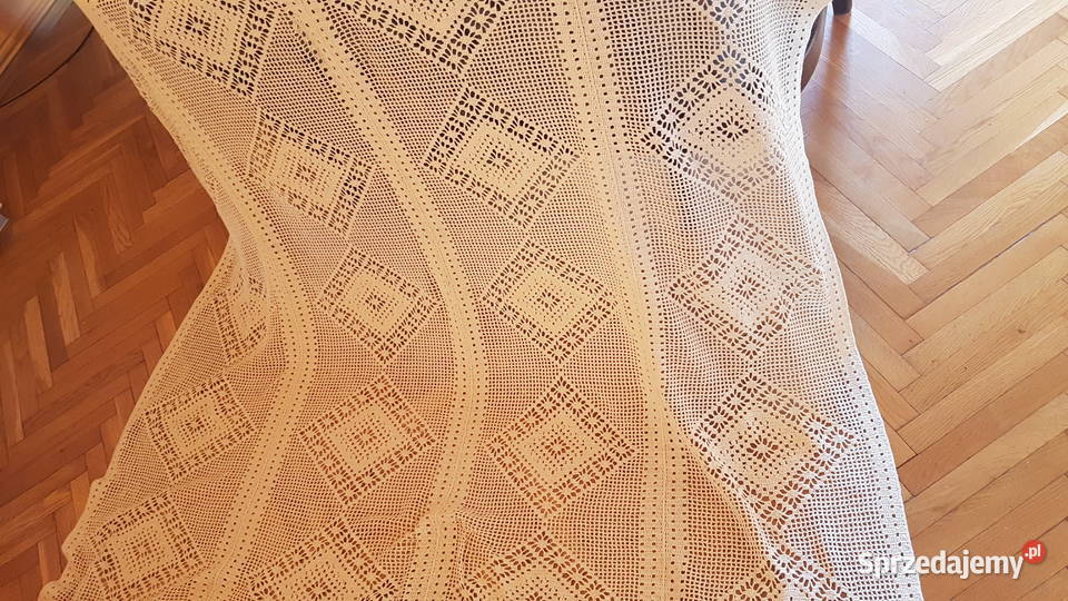 Stara firanka robiona na szydełku Myszków