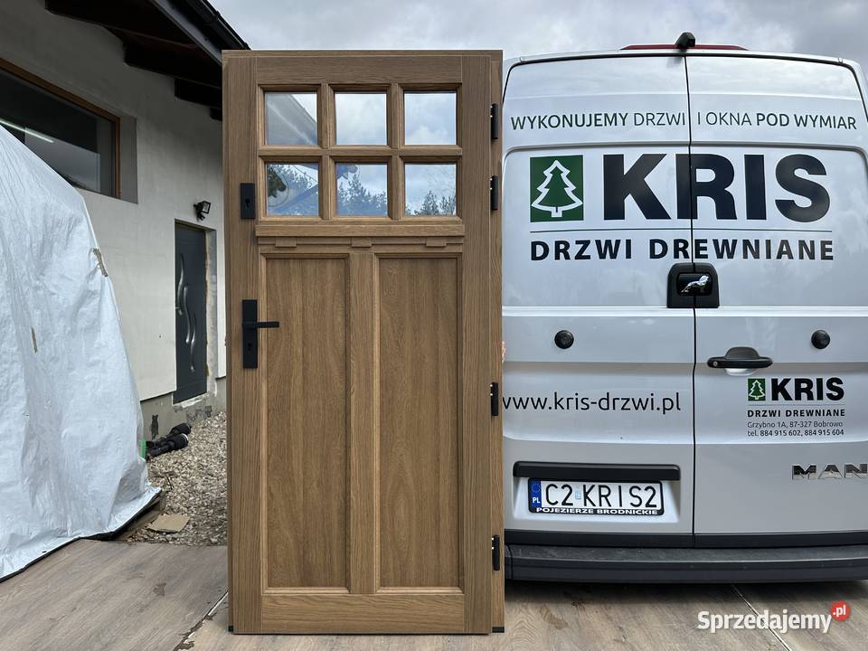 Drzwi zewnętrzne drewniane białe ANGIELSKIE Grzybno