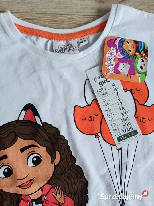 Bluzka koszulka dziewczęca na długi rękaw biała Płock