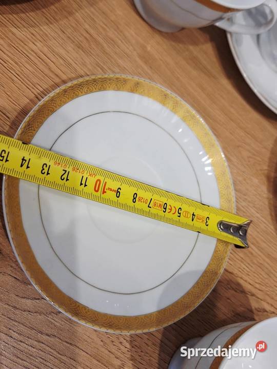 Zestaw 5 osob filiżanki porcelana 24 karaty gold Braniewo sprzedam