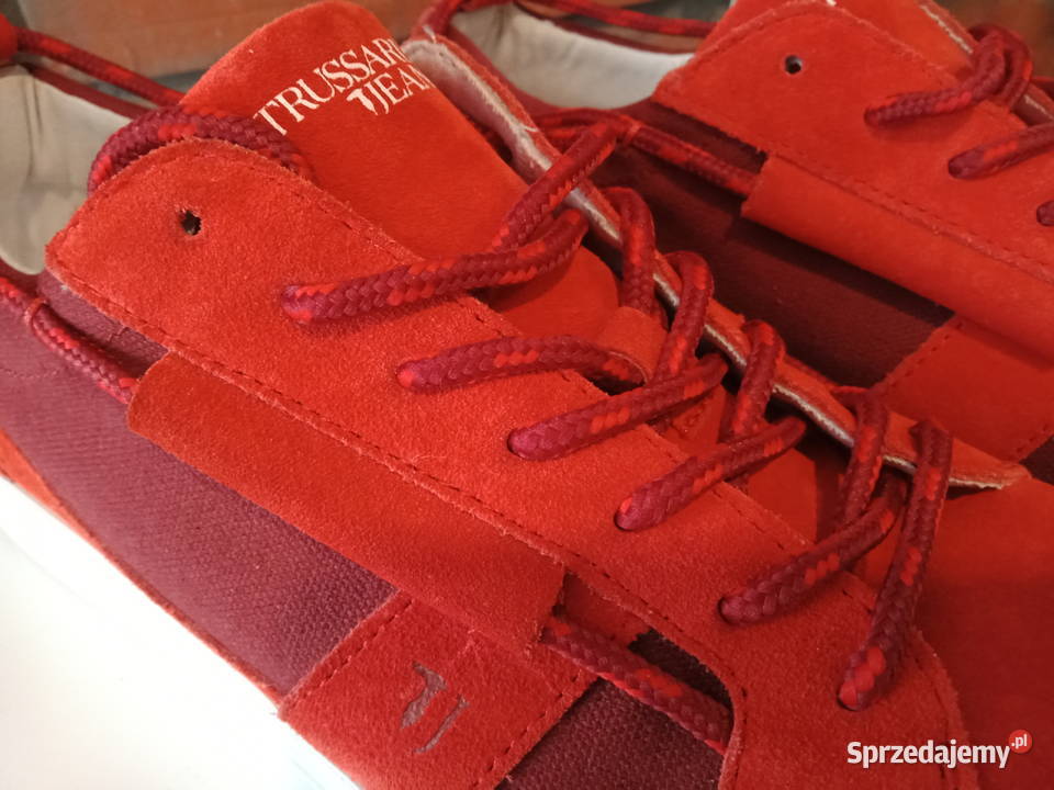 TRUSSARDI JEANS NOWE suede red zamsz 43 27 Łódź sprzedam